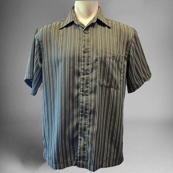 Vintage Haggar Shirt Medium Microfiber Polyester Button Down Grandpacore Vacay - Picture 1 of 7